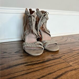Taupe Braided High Heel Sandals - Size 7.5
